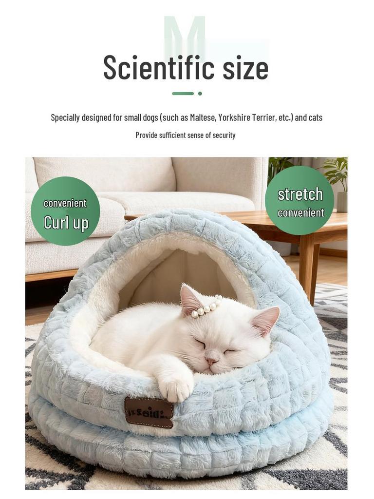 Cozy Winter Pet Nest: Semi-Closed, Thick, and Warm for Dogs and Cats