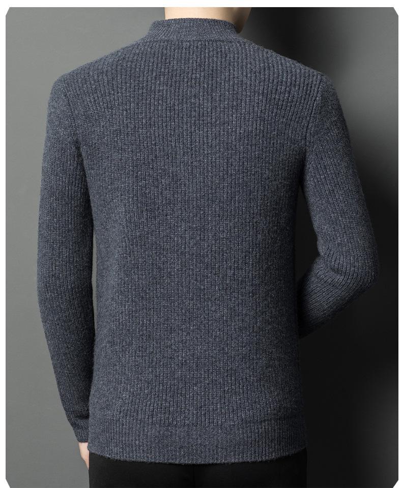 Men's Jacquard Wool Cardigan - 2025 Autumn/Winter Fashion, Zip-Up Stand Collar, Casual Sweater for Middle-Aged and Young Adults.