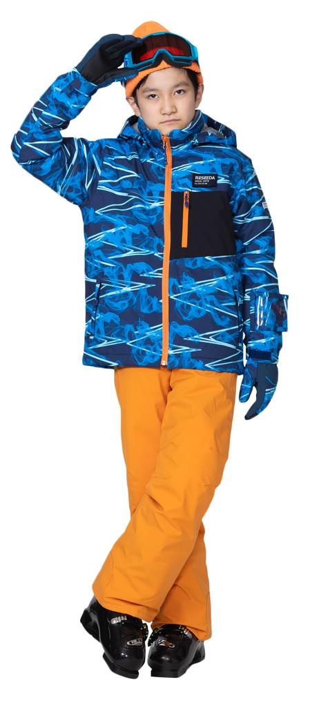 [Onyon] Ski Wear RES77002 Kids Snowsuit BLU×ORN 160