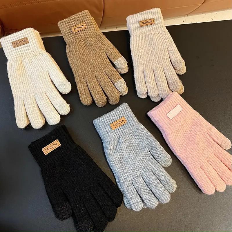 

Wool Gloves: Fleece-Lined Touchscreen, Unisex Winter Warmth, Korean Style for Cycling