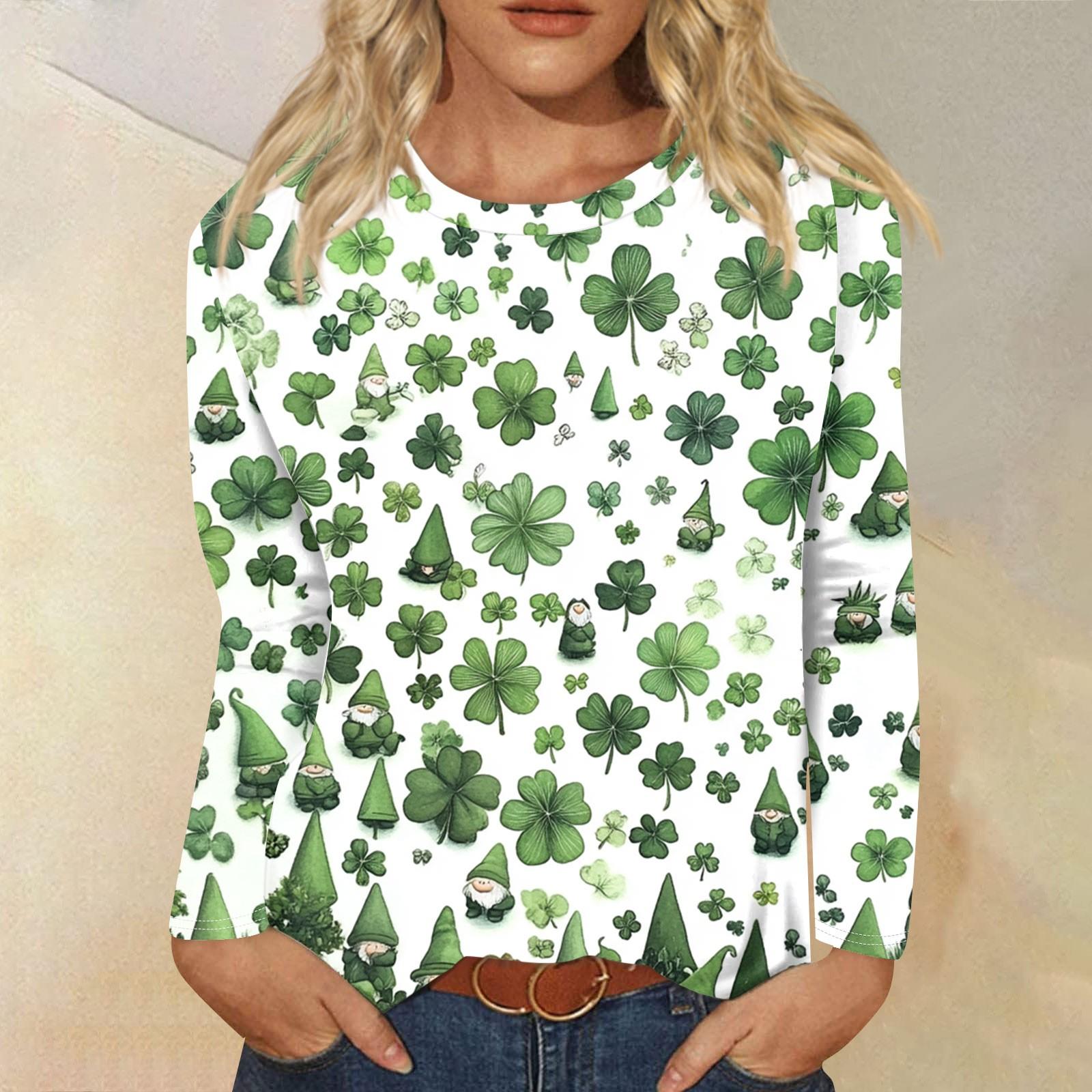 

Женская модная повседневная футболка с круглым вырезом и длинными рукавами с принтом L