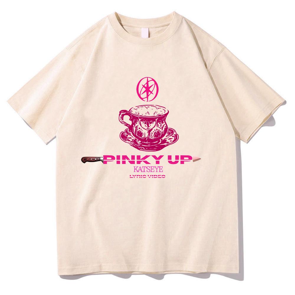 Summer Tops Fashion New 100%Cotton T Shirts KATSEYE PINKY UP T-shirts Women Men Comfortable Breathable Clothing Fans Gift Perfect Y2K Band Tees Funny