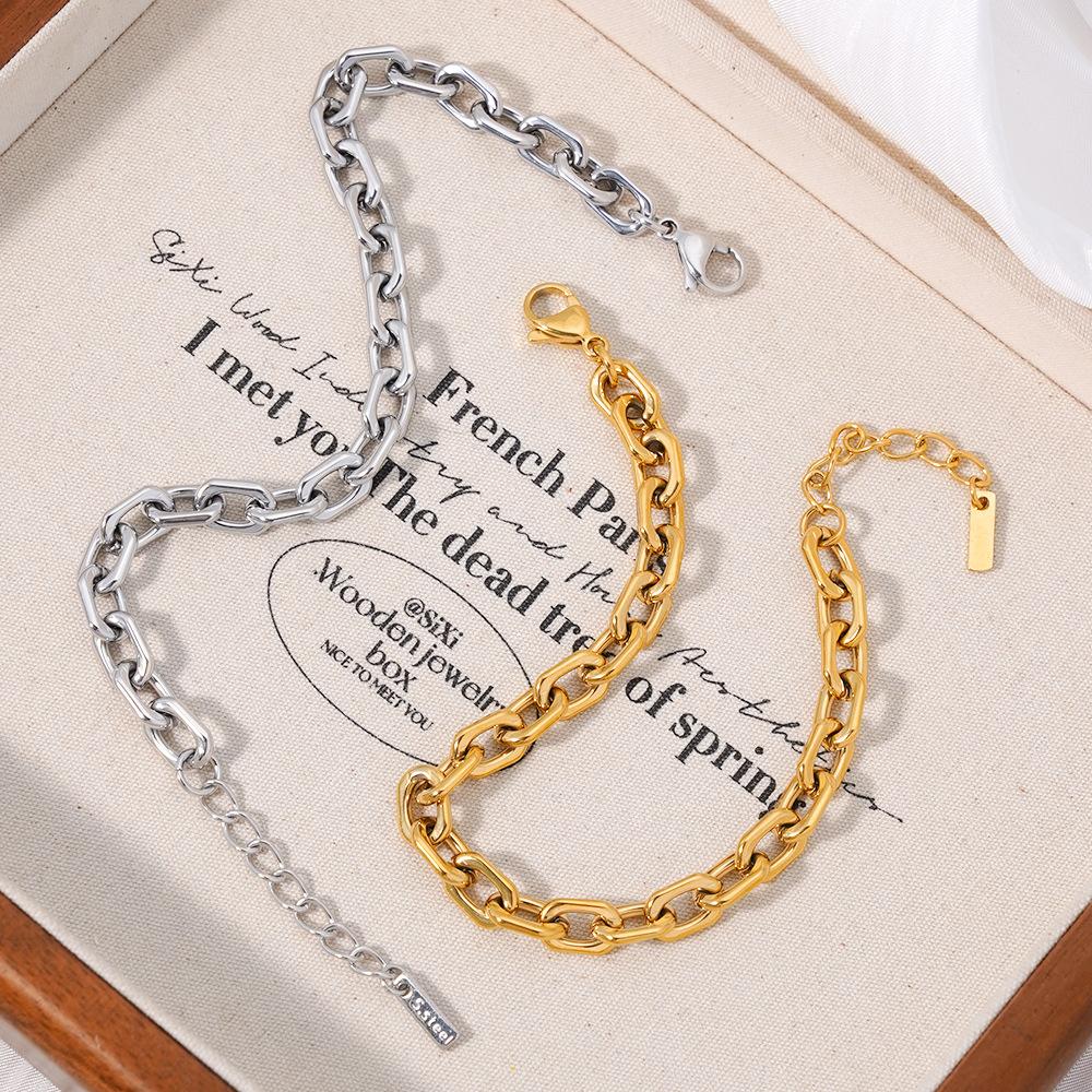 Minimalist New Arrival 18K Gold Plated Bracelets Geometric Stainless Steel Chain Bracelets Jewelry Gift for Women