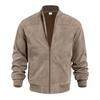 Veste zippée pour homme en daim d'automne couleur unie, décontractée rétro à manches longues