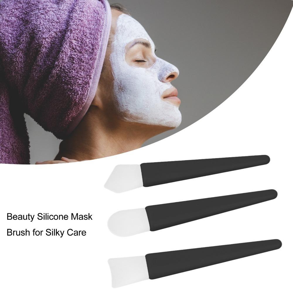 3pcs Lightweight Design Silicone Brush Applicator Kit Easy to Clean Soft Makeup Brushes Home Use