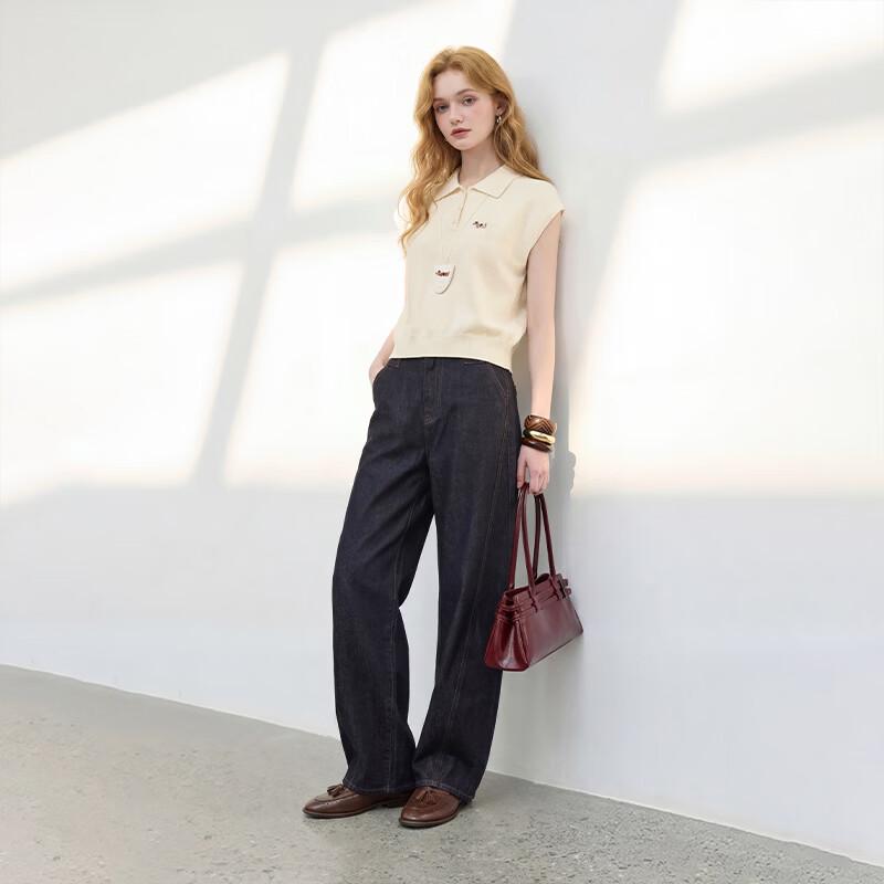 Westlink Women's Polo Collar Embroidered Knit Top