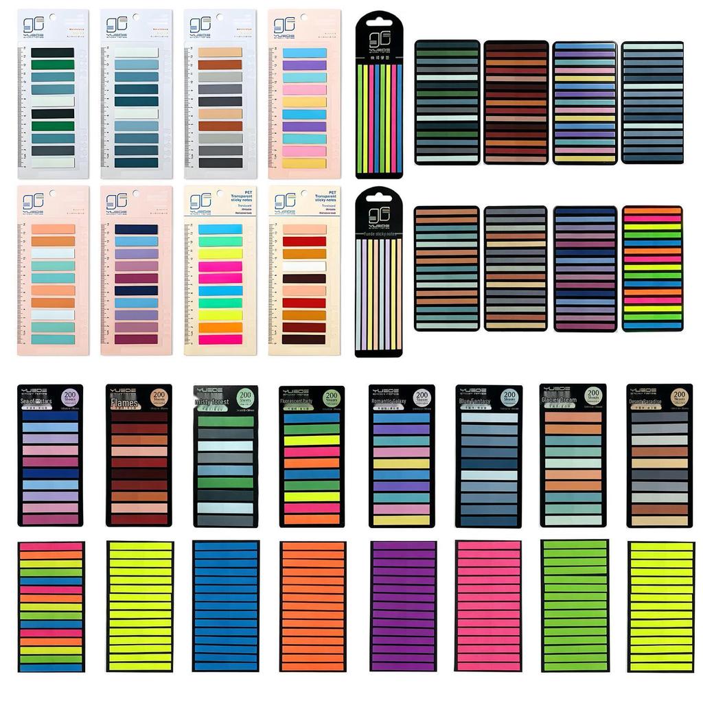 Writable Waterproof Sticky Note Strips – Reusable Plastic Index Labels for Planners