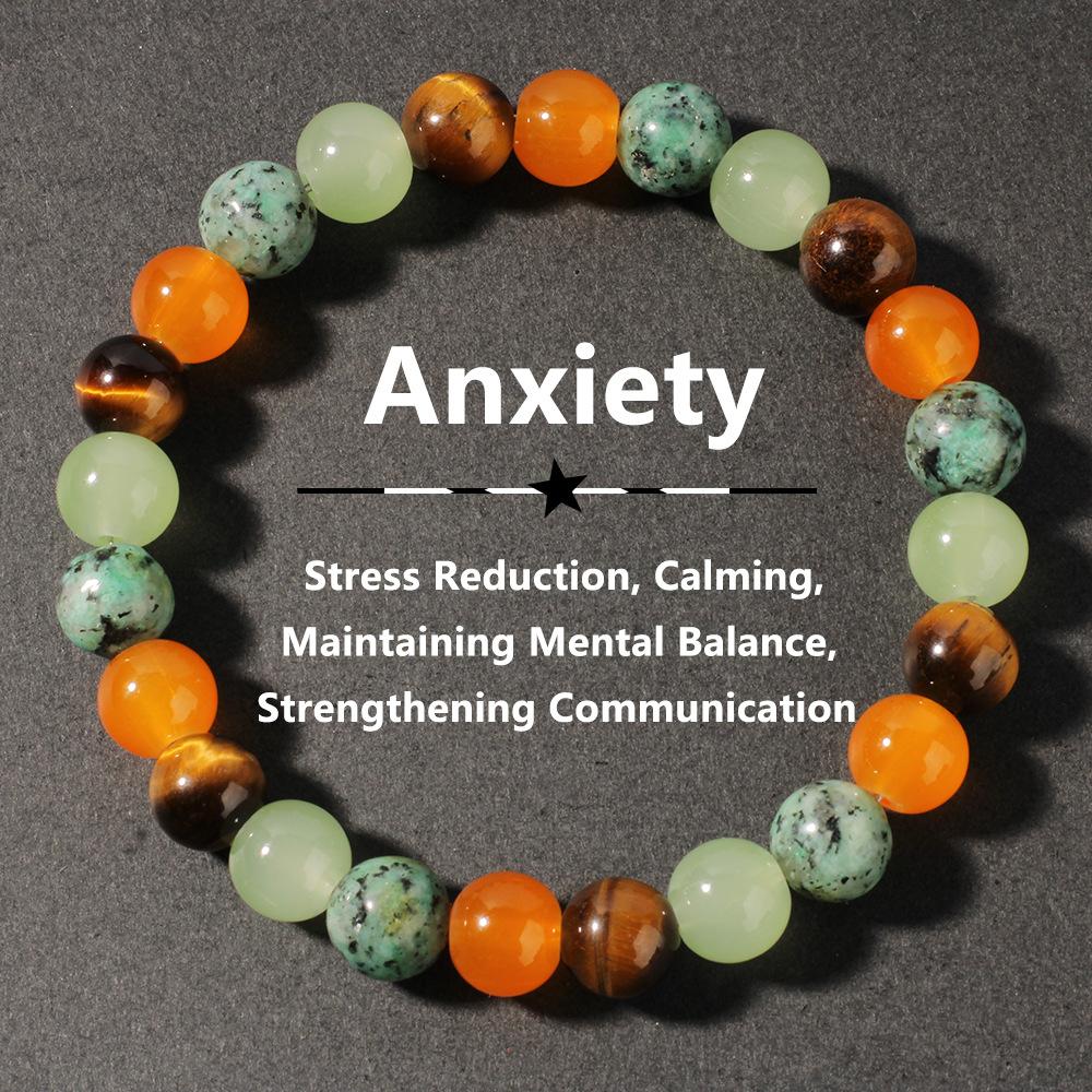 Festive Gifts Tiger Eye African Turquoise Jade And Orange Agate Beaded Bracelet Colorful Fashion Jewelry For Daily Wear Simple Versatile Accessory