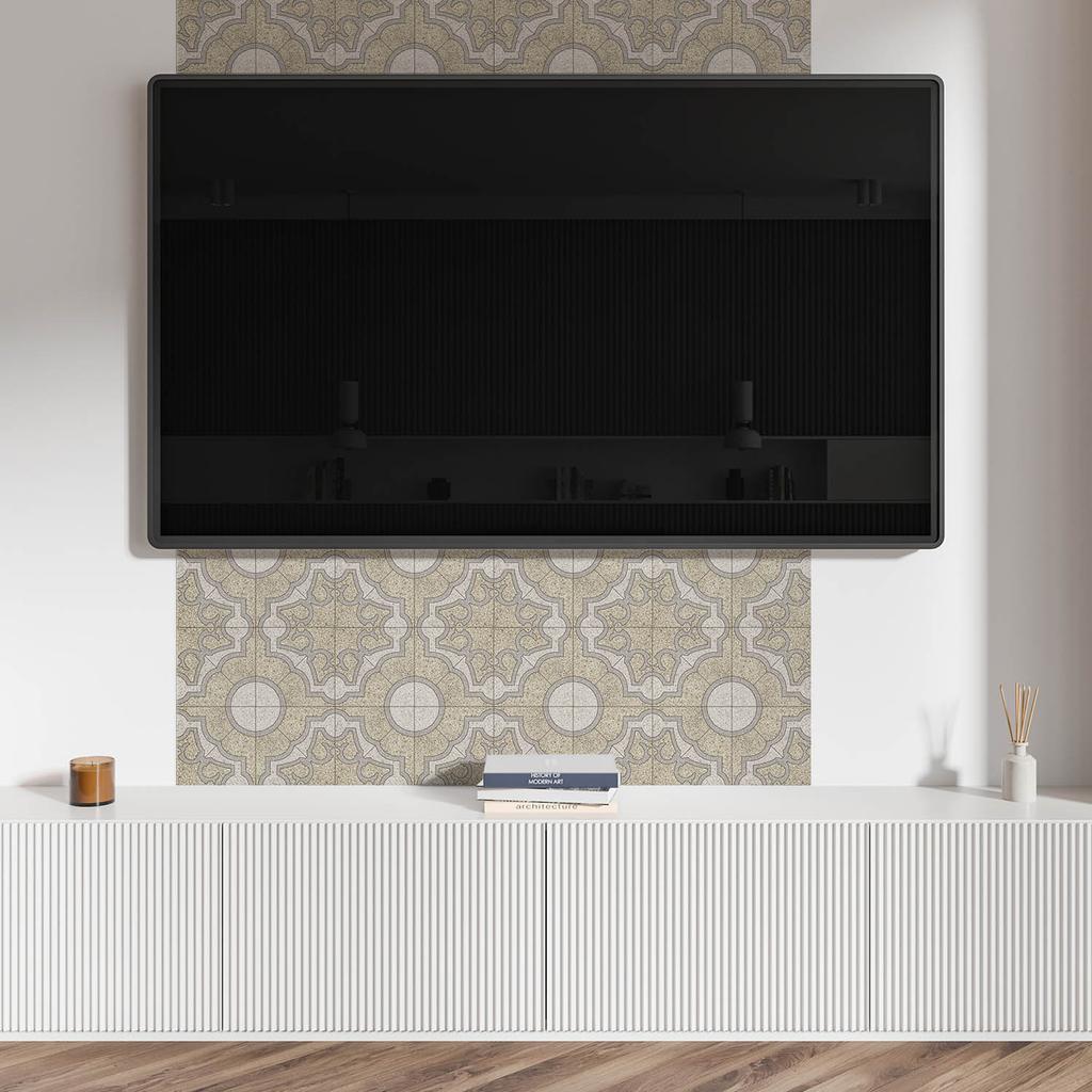 Panel Samoprzylepny Z Nadrukiem - Idealny Do Kuchni 120X60 Cm Wzór Mozaikowy Z Okręgami