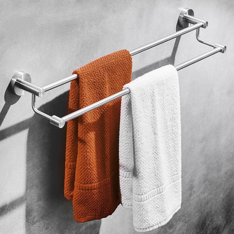 Stainless Steel Wall-Mounted Towel Rack with Storage Shelf, Punch-Free Installation