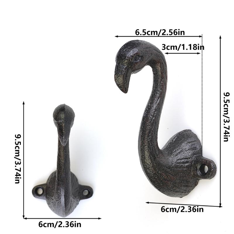 Wall Mounted Metal Hook, Bird Form Decorative Wall Hook with Two Hole Base for Outerwear Hat Scarf Bag Key Towel and Apron Hanging