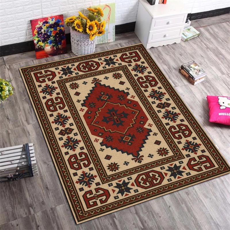 Traditional Ethnic Ornament Print Area Rug, Non-Slip Soft Floor Mat for Living Room Bedroom Home Decor Carpet
