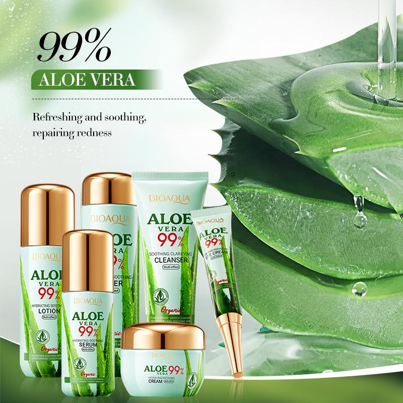 Aloe Vera Beauty Soothing Moisturizing Luxury 6 piese Albire Îndepărtează ridurile Set de îngrijire a pielii Anti-îmbătrânire Îngrijirea pielii cu puncte ușoare