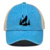 Howling Wolf Snapback Mesh Cap Forest Wolf Trucker Cap Solid Color Non-Stretch Fabric Adjustable Baseball Hat For Women & Men