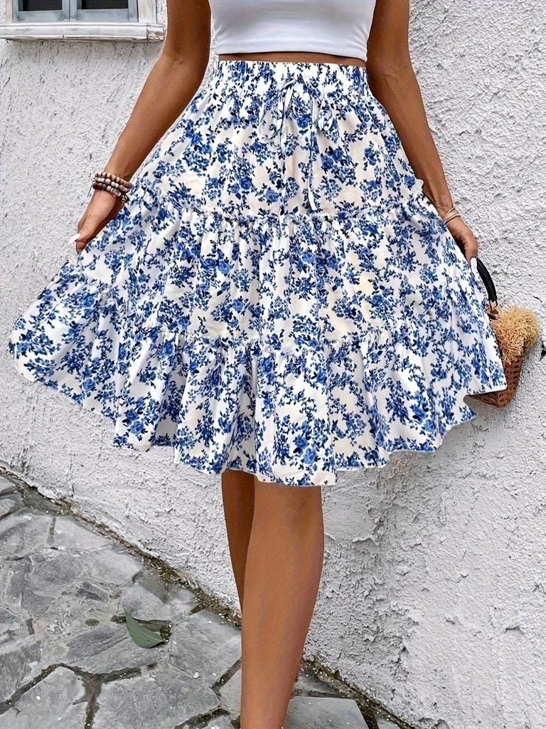 2024 Spring/Summer Floral Fashion Women's Wide-Leg Drape Shorts Skirt Pants