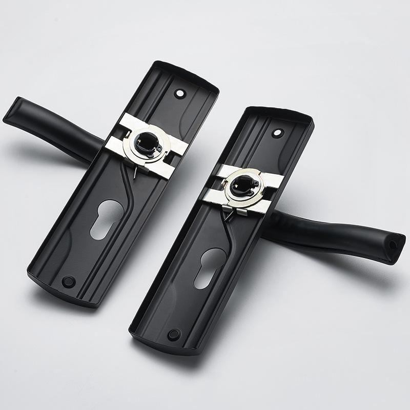 Door Handle Lock Manganese Steel Silent Bearing Universal Door Lever Lock Set with Keys for Home Bedroom Black