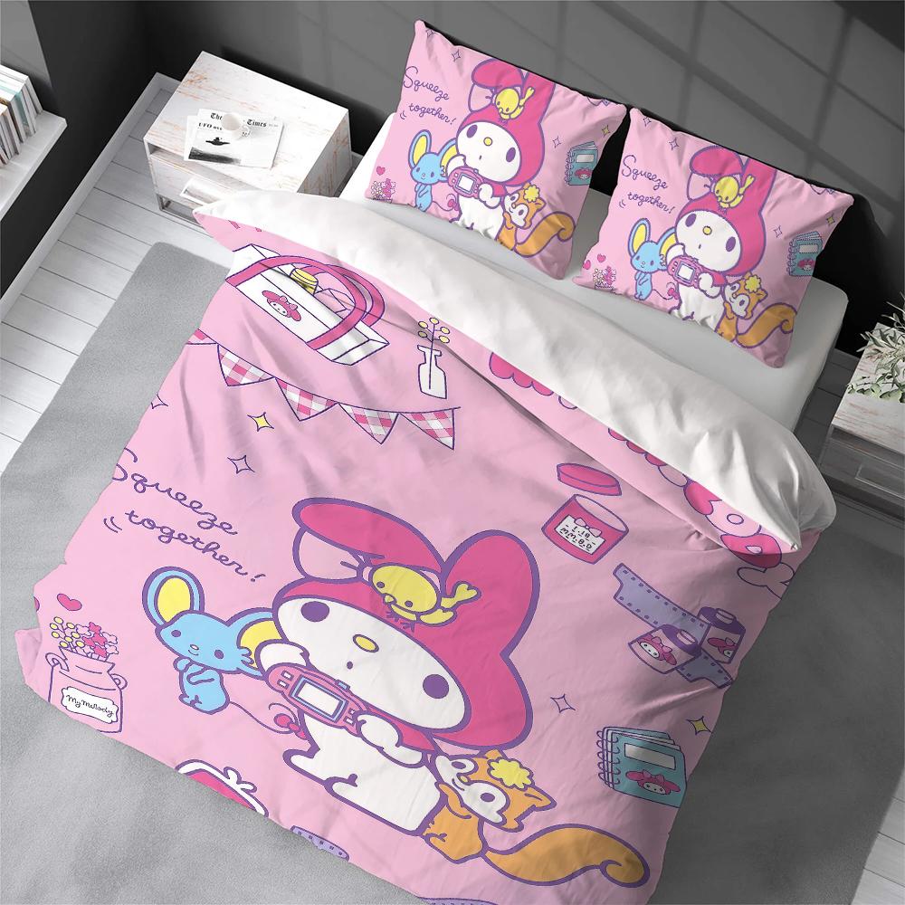 Cute M-Melodys Duvet Cover Set Home Style Bedding Soft Laundry Cotton Bed 3 Piece Set Student Dormitory Gift