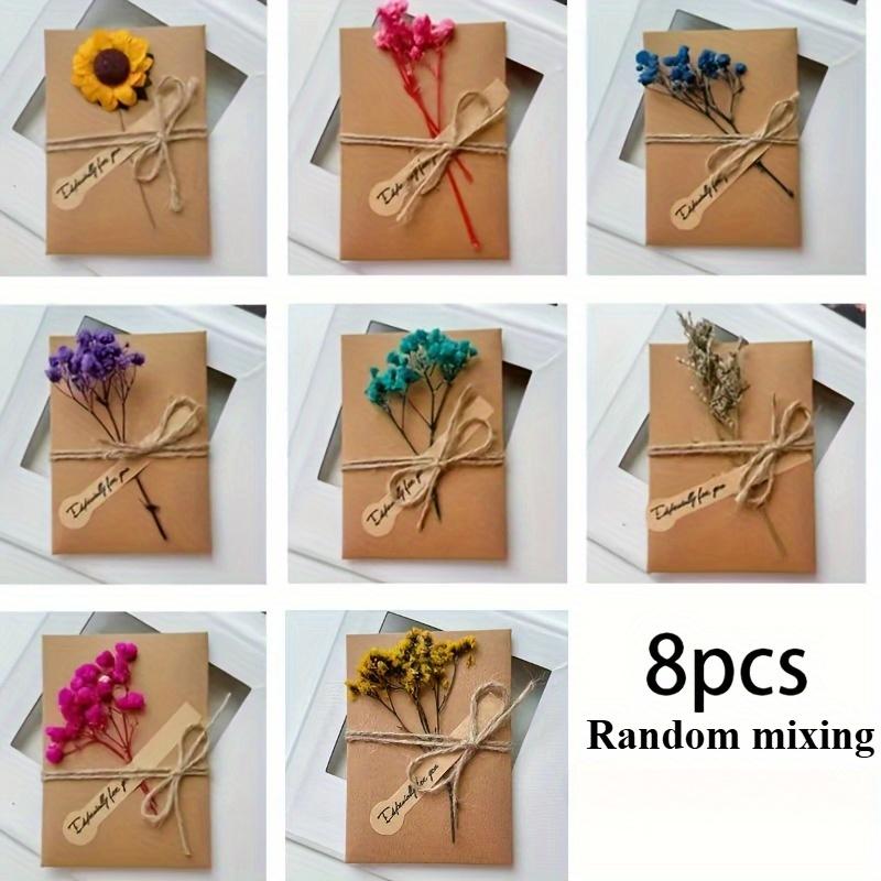 Handmade Kraft Paper Greeting Cards with Flowers, For Birthday Christmas - Thank You and Blessing Cards Featuring An Angel Theme