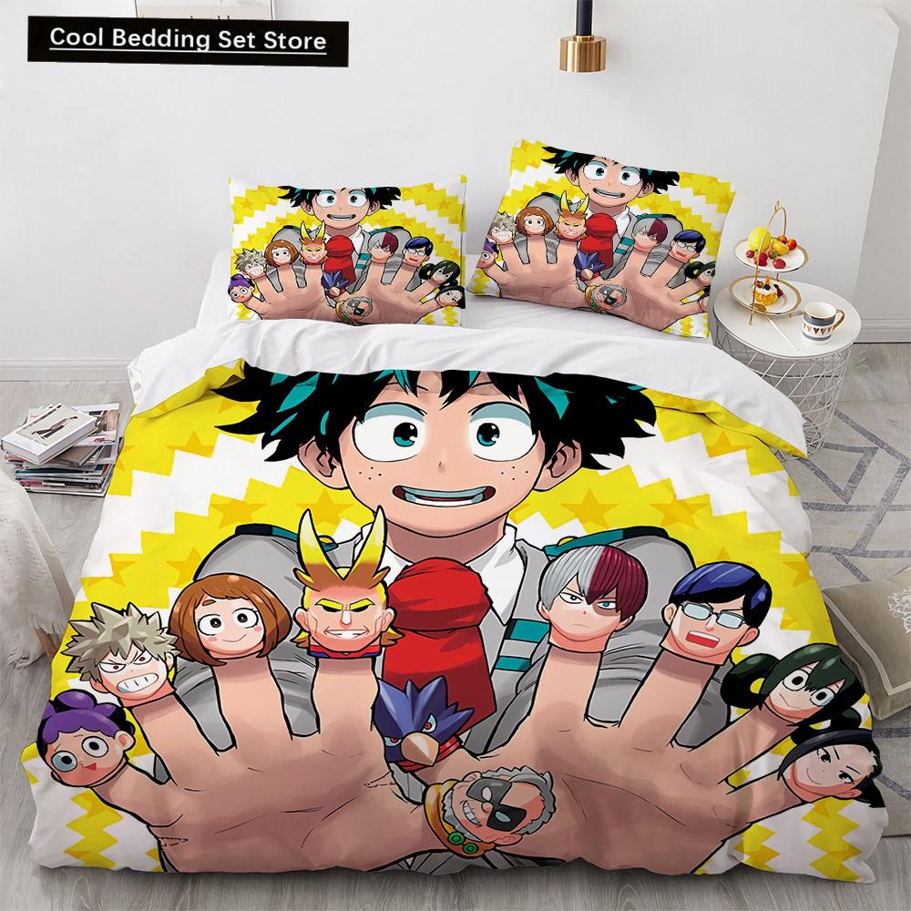 Nowy Anime My Hero Academy Pościel Zestaw Postacie Anime Poszewka na kołdrę 3D Cartoon Poliester Poszewka na kołdrę Queen King Size Dzieci Chłopcy