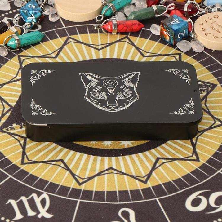 Portable Tarots Card Box Astrologys Divination Storage Case Iron Tarots Card Storage Case for Witches Decoration
