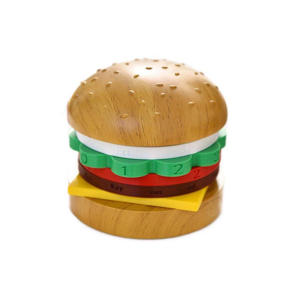 Reusable Rotating Desk Calendar Non-slip Bottom Fun Burger Table Ornament  Desk Decoration