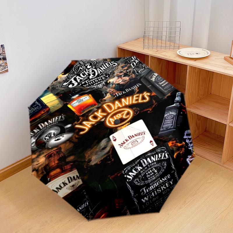 Parapluie Automatique Jack Daniel's Tennessee Whiskey - Parapluie Portable Adapté au Voyage en Plein Air Cadeau d'Anniversaire Indispensable Quotidien