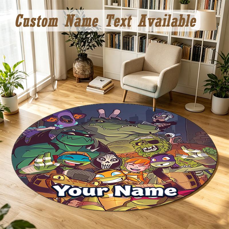 Round Rug Custom NameTeenage Mutant Ninja Turtles Pattern Non Slip Carpet Home Floor Decor