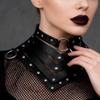 Elegancki Gotycki Naszyjnik Kołnierz Czarny Nit Obroża na Obojczyk Skórzany Pasek Punkowy Choker Codzienny