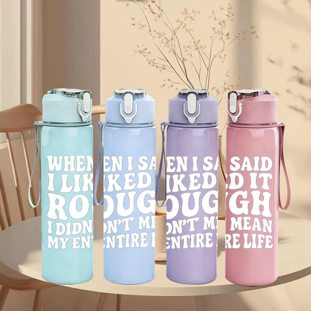 1PC When I Said I'm Stubborn White Letter Print 750ml Color Plastic Sports Water Bottle Leakproof Flip Straw Lid Suitable for Sports Office Home Use