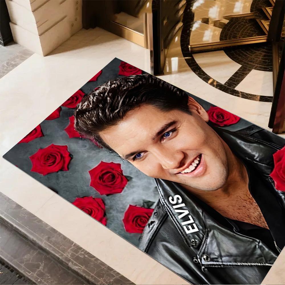 Elvis Presley Roses Carpet Perfect for Decorate room Foyer Dormitory Balcony Anti-slip Rug Anime Office Decor Perfect Gift for Friends & Family