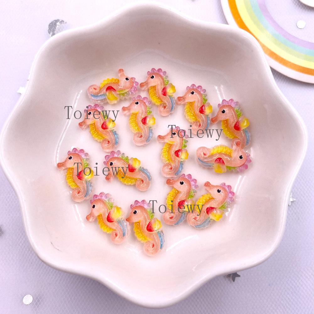 50pcs Resin Mini Colorful Mermaid Tail Shell Starfish Seahorse Conch Flatback Rhinestones Figurine Nail Art DIY Scrapbook Crafts
