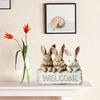 2D Flat Wooden Sculpture Rabbit Wooden Ornament, Bunny Shaped Christmas Ornament for Home Office Desk Decoration Holiday Gifts
