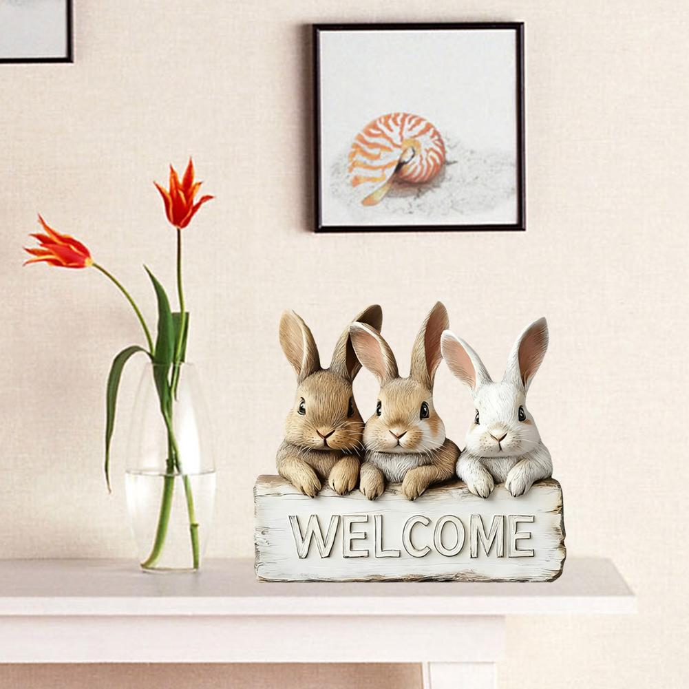 2D Flat Wooden Sculpture Rabbit Wooden Ornament, Bunny Shaped Christmas Ornament for Home Office Desk Decoration Holiday Gifts