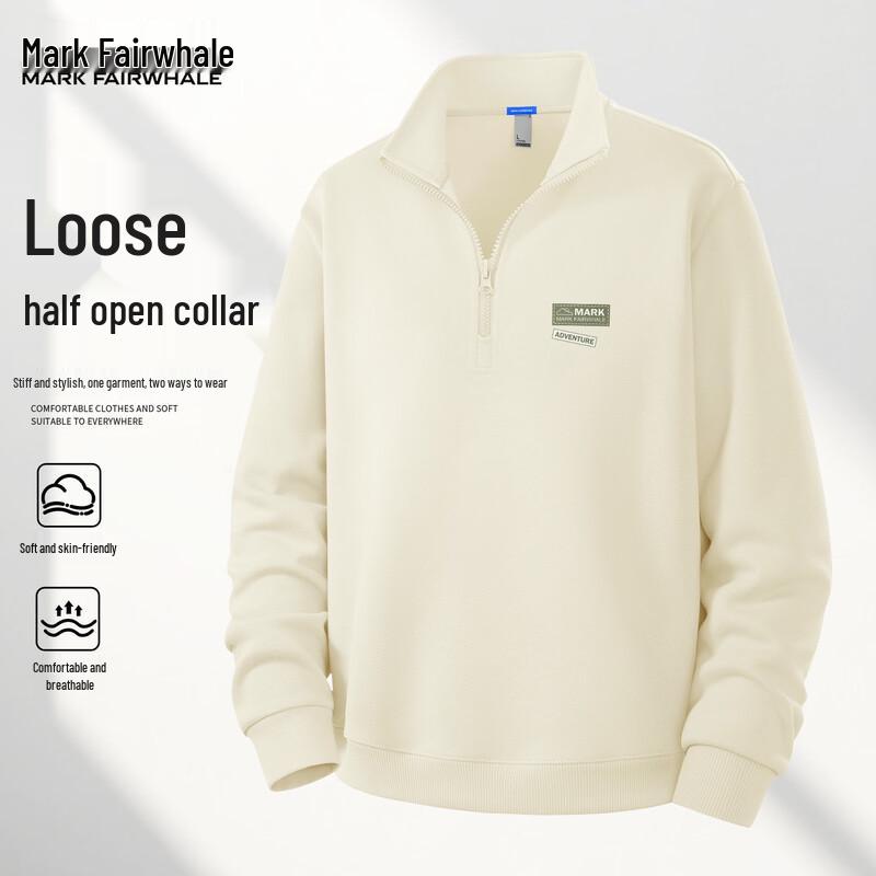 

Mark Fairwhale Men s 2025 Half-Zip Stand Collar Loose Sweatshirt 3XL