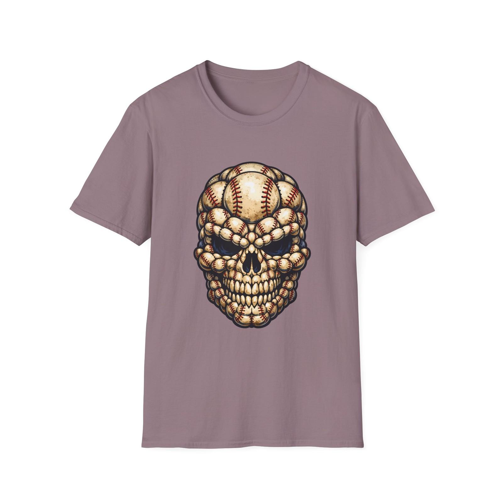 Baseball Skull Stitched Balls Sports Emblem Grit Face Unisex Softstyle T-Shirt S разноцветный