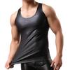 Men Club Vest Solid Color Smooth Surface Slim Fit Sleeveless Round Neck Cooling Breathable Faux Leather Plus Size Club Tank Top Men Clothes