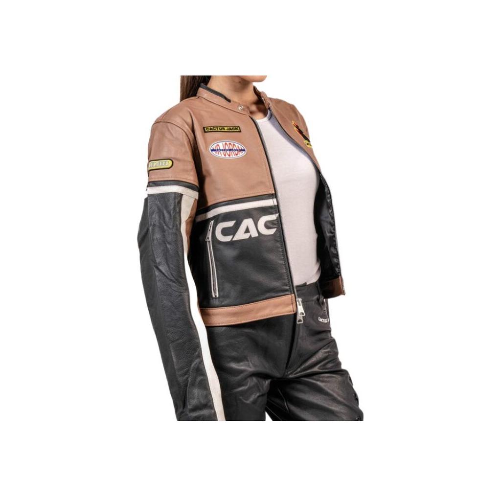 Cactus Jack by Travis Scott X Travis Scott Cactus Jack Leather Jacket Archaeo Brown Women Outerwear DX6168-256