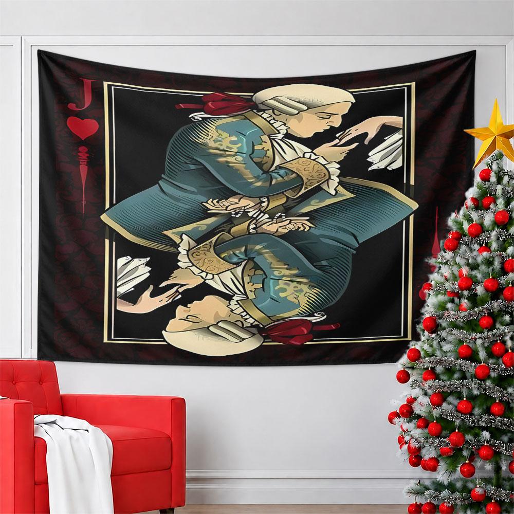 "Elegant Jack of Hearts Design" Pattern Wall Hanging Tapestry Decorative Tapestry Home Decor for Bedroom and Living Room