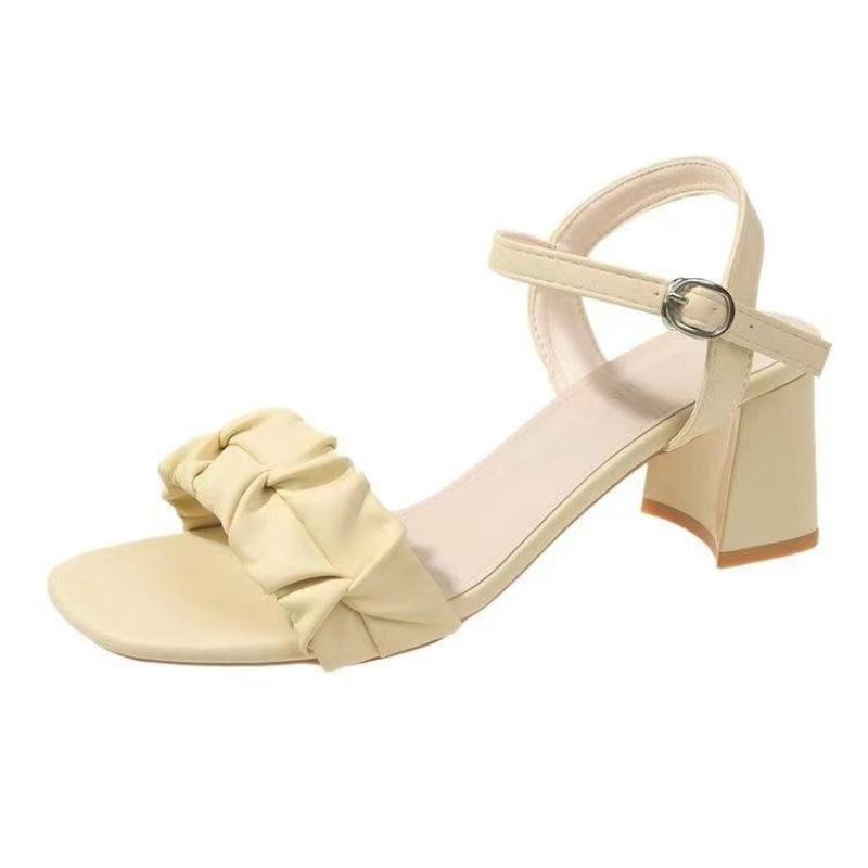 

Одно слово с сандалиями женский летний темперамент фея стиль толстый каблук французские высокие каблуки мягкая подошва 40 жёлтый