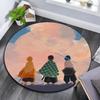 Demon Slayer Round Area Rug,Carpet Rug for Living Room Bedroom Sofa Playroom Decor,Non-slip Floor Mat