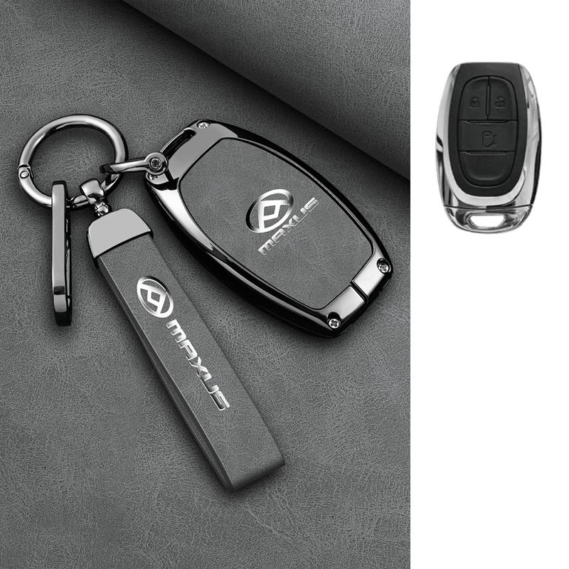 Funda para Llave de Coche para Saic Maxus T60 Aleación de Zinc Cuero Llavero Inteligente Remoto Carcasa Protectora Automática Piel para Llavero Accesorios