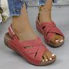 Women's Plus Size Euro American Wedge Sandals Solid Color Fish-Mouth Buckle