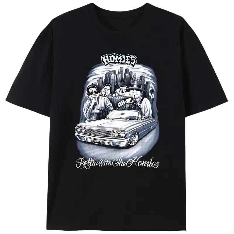 Homies Rollin With The Homies Lowrider Men’s Graphic Tee | Unisex Chicano Street XXXXL