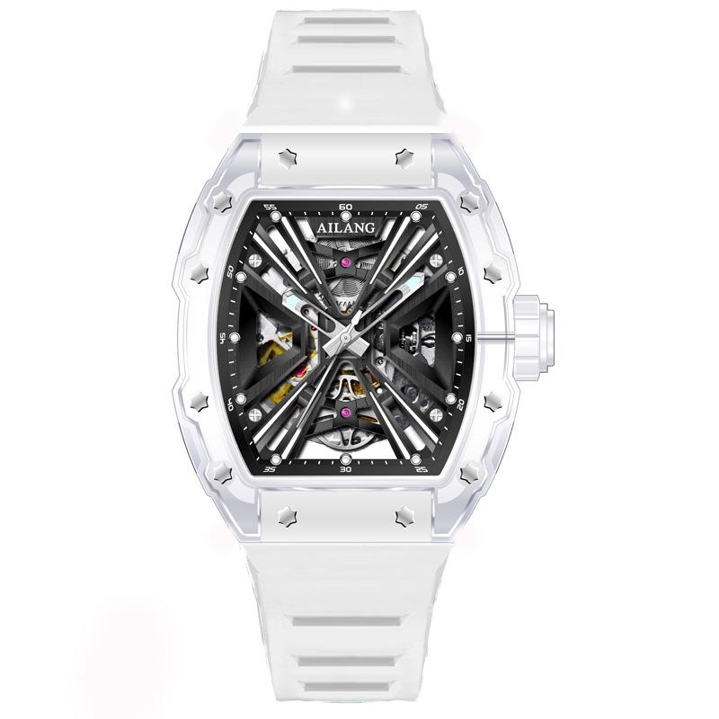 AI LANG Famous Brand Silicone Strap Skeleton Mechanical Watch Waterproof Luminous Fashion Automatic Hollow Watches