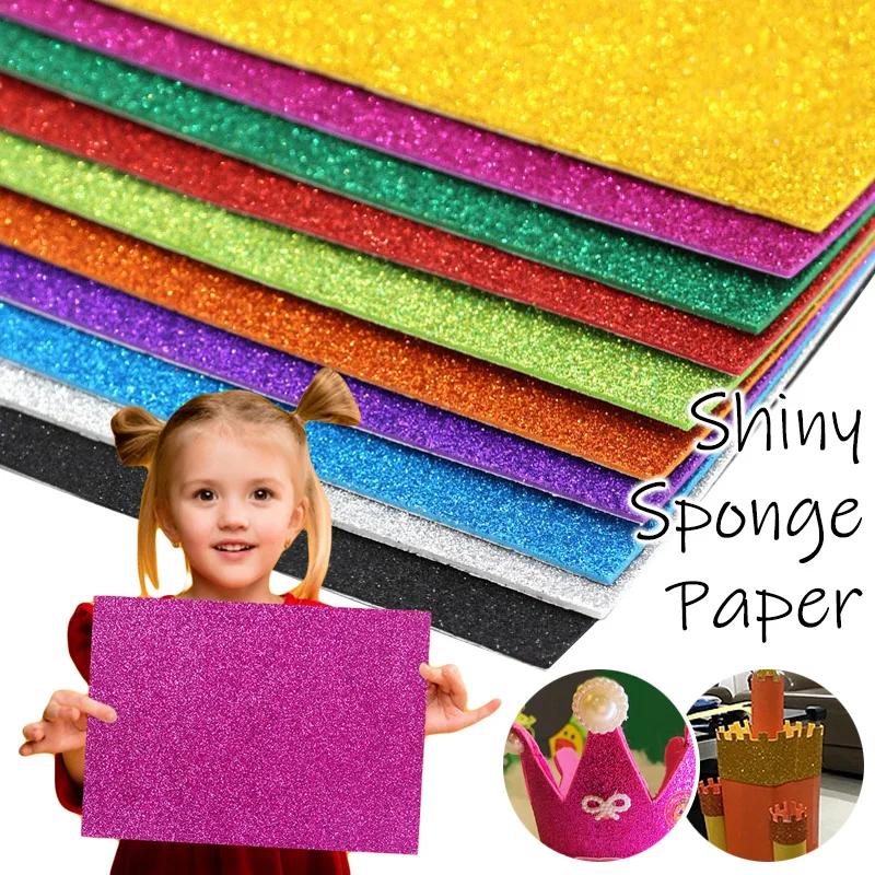 10pcs A4 Glitter Foam Paper Sheets Sparkling EVA Sponge Paper Multicolor for Handmade DIY Card Crafts School Project Decorative