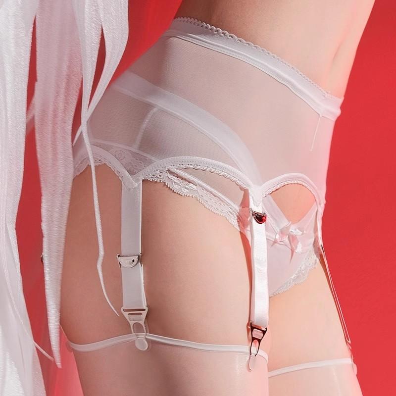 Adjustable Straps High Waist Elastic Garter Belt With Socks Clips Transparent Silky Touch Black Suspender Belt Sex Lingerie Wear
