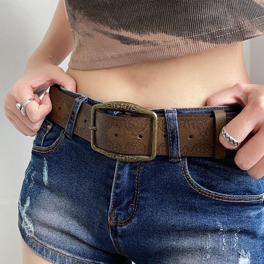 Metal Buckle Y2k Style Waist Belt Flower Trouser Decoration  Trouser Decoration