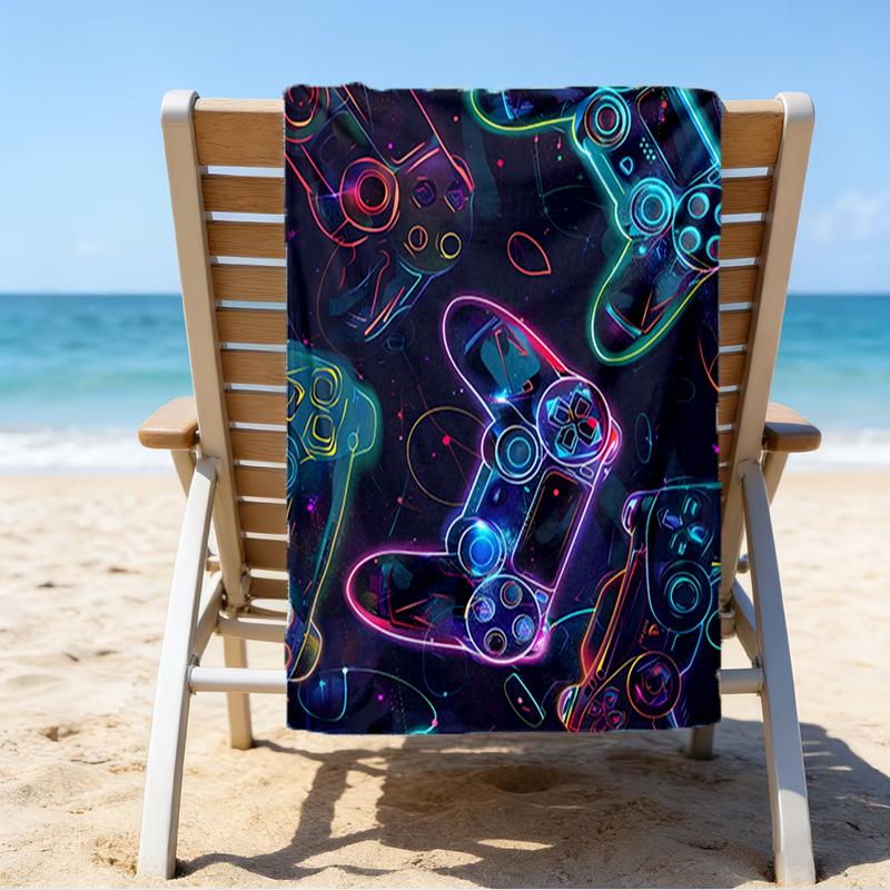 Ultra-Soft Beach Towel with Game Controller Theme,Ideal for Pool - Camping, Diving - Perfect Travel Essential, Vibrant Beach Towel.