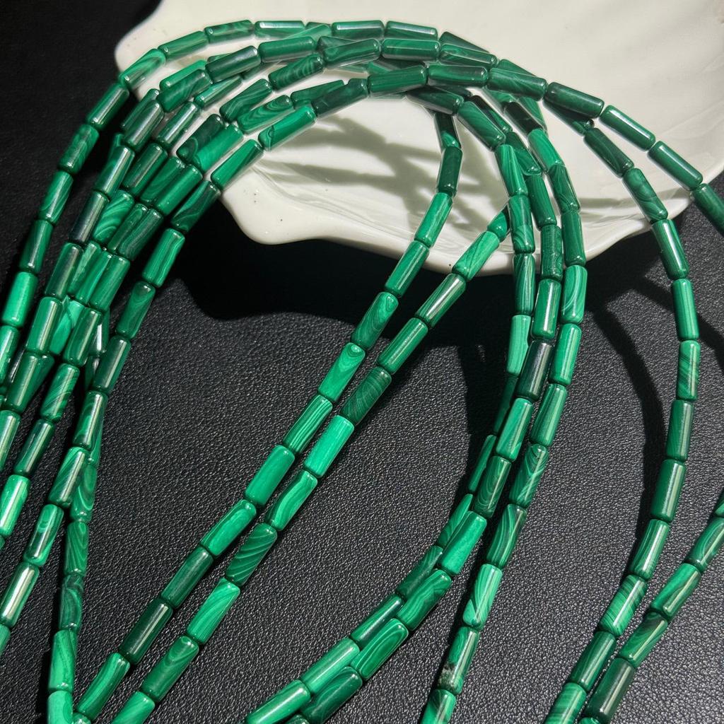 12mm Malachite Round Tube Beads, Loose Semi-Finished DIY Necklace & Bracelet Spacer Beads