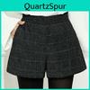 Damen Vintage Klassische Wollshorts Wilde Shorts Damen Elegant Hohe Taille Weites Bein Shorts Lässig